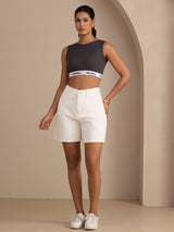 [Grå] SilkSilky-DK Sleeveless Crew Neck Camisole Top 007