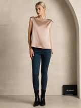 [Toscana] SilkSilky-DK Cap Sleeve Round Neck T-shirt til kvinder 005