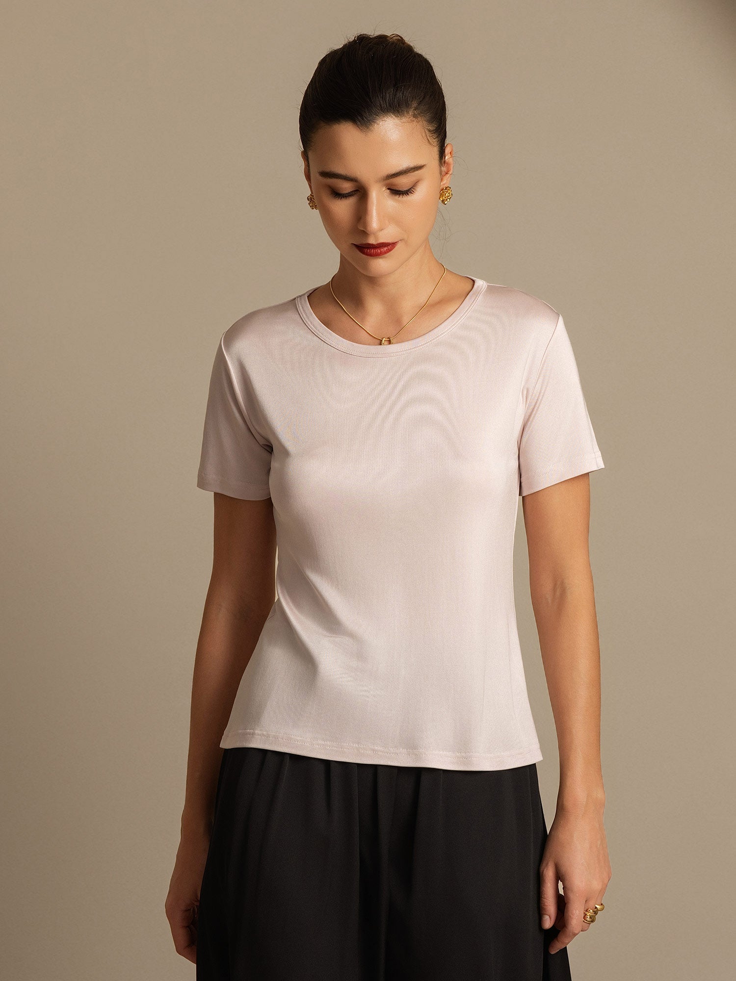[Lys Pink] SilkSilky-DK Womens T-Shirt 006,