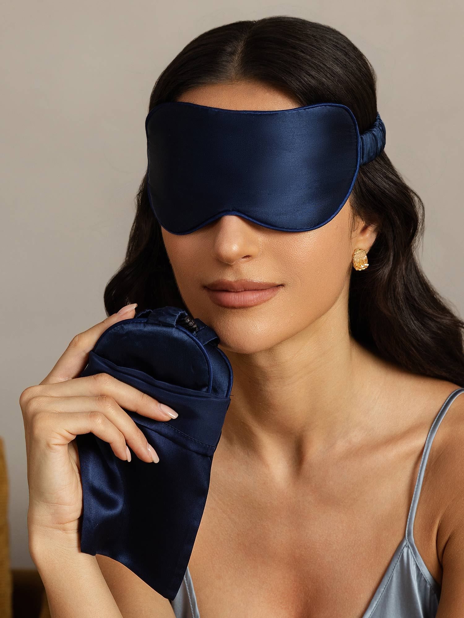 [Mørkeblå] SilkSilky-DK Silke Eye Mask 001