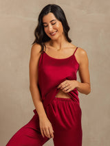 [Vin] SilkSilky-DK 19Momme Spaghetti Rem Dyb Rund Halsudskæring Camisole Sæt 007