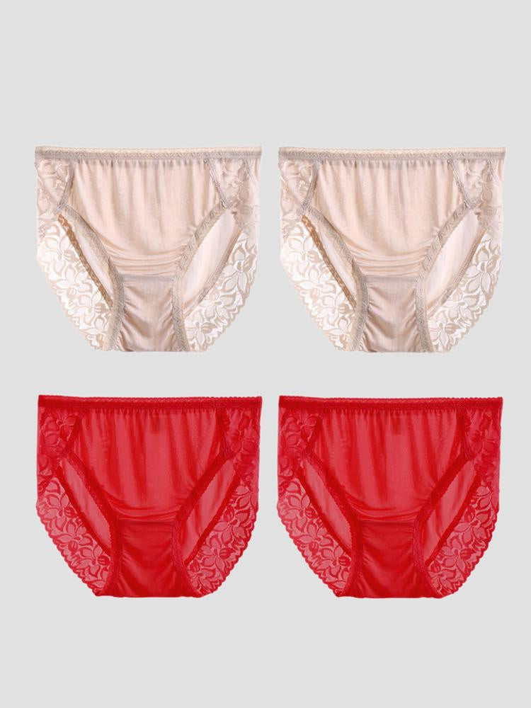 SilkSilky-DK Panty Beige+Rød 003