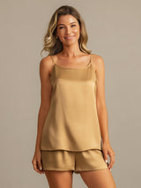 [Tan] SilkSilky-DK 19Momme Silke Spaghetti Rem Camisole Set 003