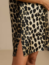 [Leopard] SilkSilky-DK Half Sleeve V Neck Natkjole 005