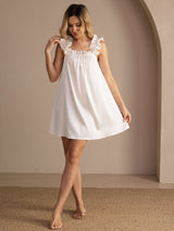 [Hvid] SilkSilky-DK Sleeveless Square Neck Natkjole 007