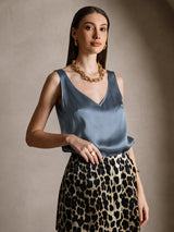 [Ægte Petrol] SilkSilky-DK Sleeveless V Neck Camisole Top 004