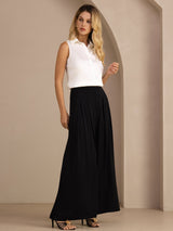 [Hvid] SilkSilky-DK Sleeveless Lapel Collar Dameskjorte 008