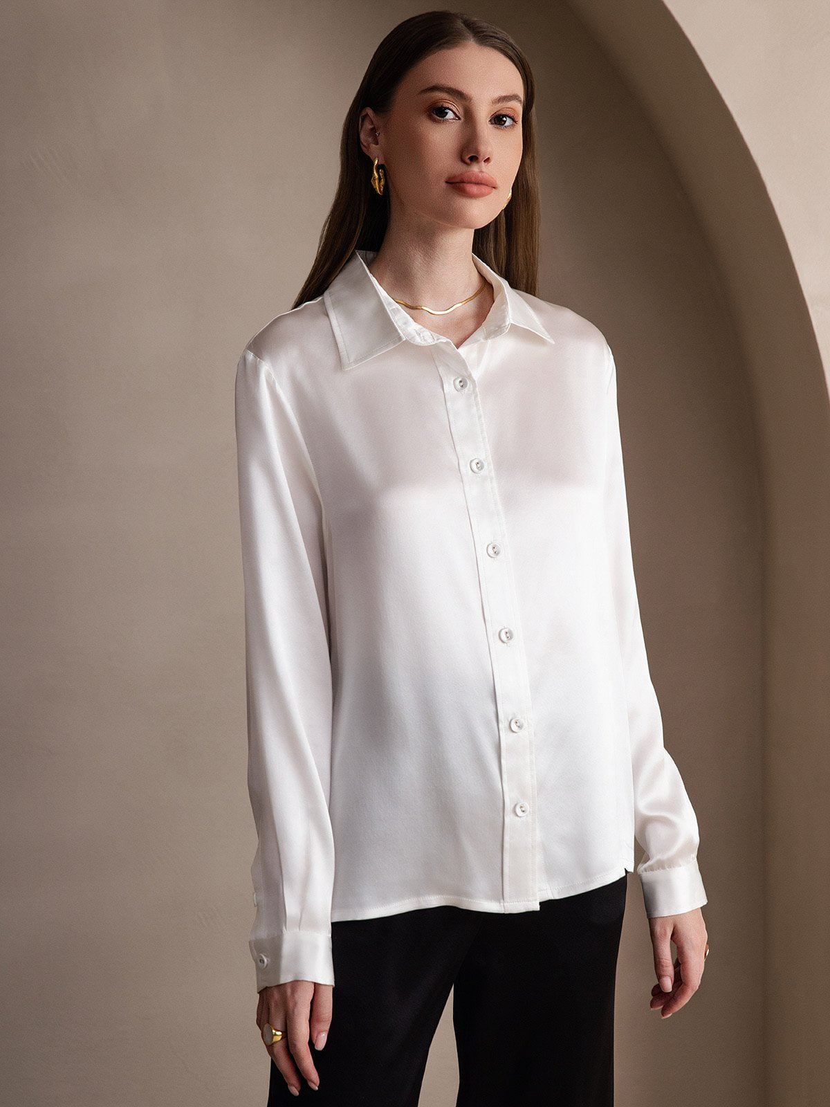 SilkSilky-DK 19Momme Silke Womens Shirt Hvid 003