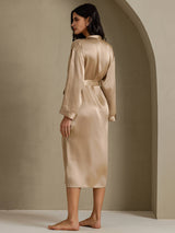 [Champagne] SilkSilky-DK Long Sleeve Dame Morgenkåbe 002
