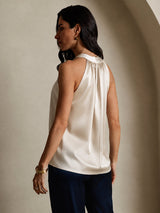 [Beige] SilkSilky-DK Sleeveless Halter T-shirt til kvinder 002