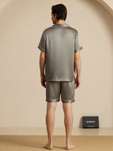 [Grågrøn] SilkSilky-DK Short Sleeve Lapel Collar Pyjamas til Mænd 002