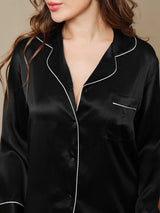 [Sort] SilkSilky-DK Long Sleeve Lapel Collar Dame Pyjamas 007