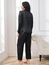 [Sort] SilkSilky-DK Long Sleeve Lapel Collar Dame Pyjamas 002