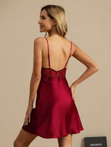 [Vin] SilkSilky-DK Sleeveless Deep V Neck Natkjole 002