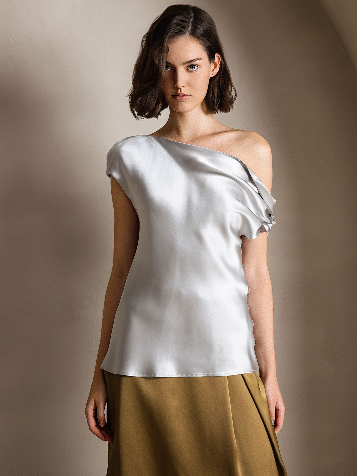 SilkSilky-DK 19Momme Silke Womens T-Shirt Lysegrå 001