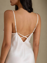 [Hvid] SilkSilky-DK Sleeveless V Neck Natkjole 005
