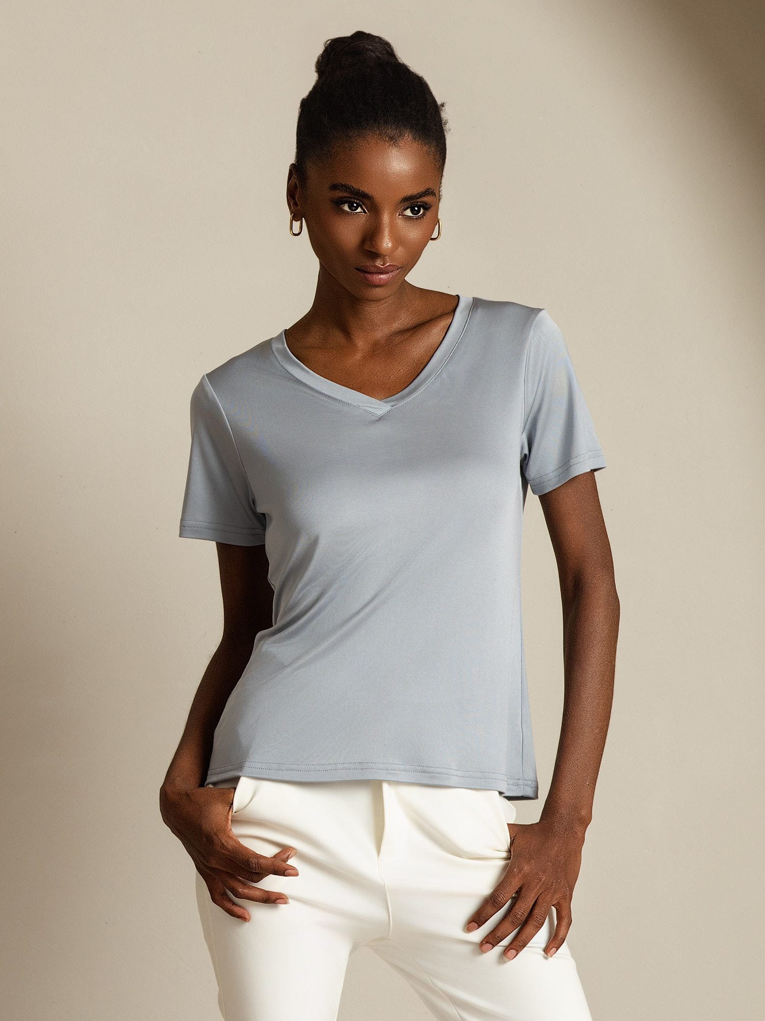 [Lysegrå] SilkSilky-DK Silke Womens T-Shirt 001