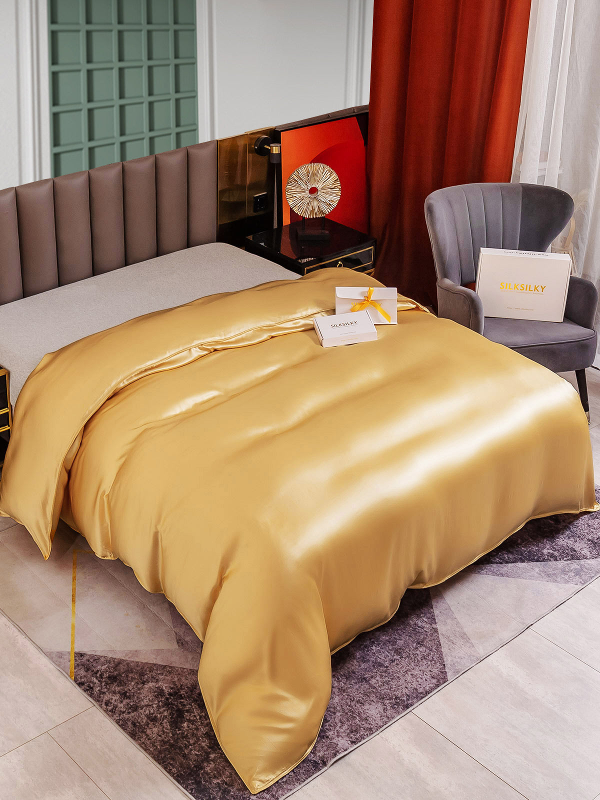 [Champagne] SilkSilky-DK 25Momme Duvet Cover 004
