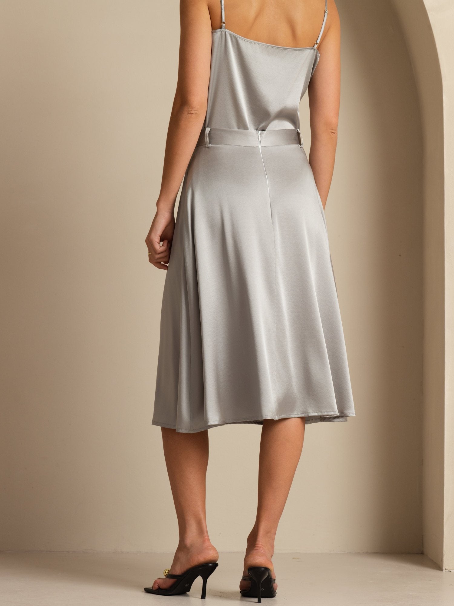 [GriffinGrå] SilkSilky-DK 19Momme Silke Skirt 002