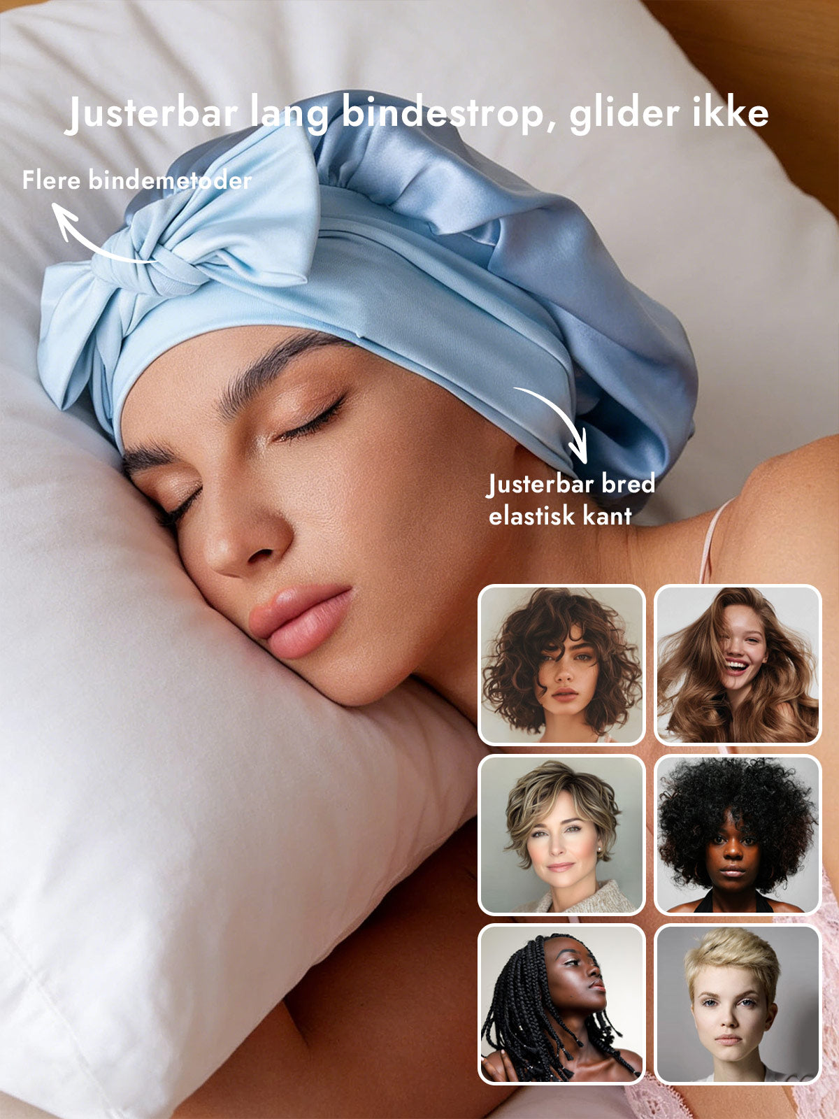 [Himmelblå] SilkSilky-DK Silke Sleep Cap 004