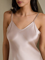 [Skyggegrå] SilkSilky-DK Sleeveless V Neck Kjole 004