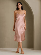[Toscana] SilkSilky-DK Sleeveless V Neck Kjole 006