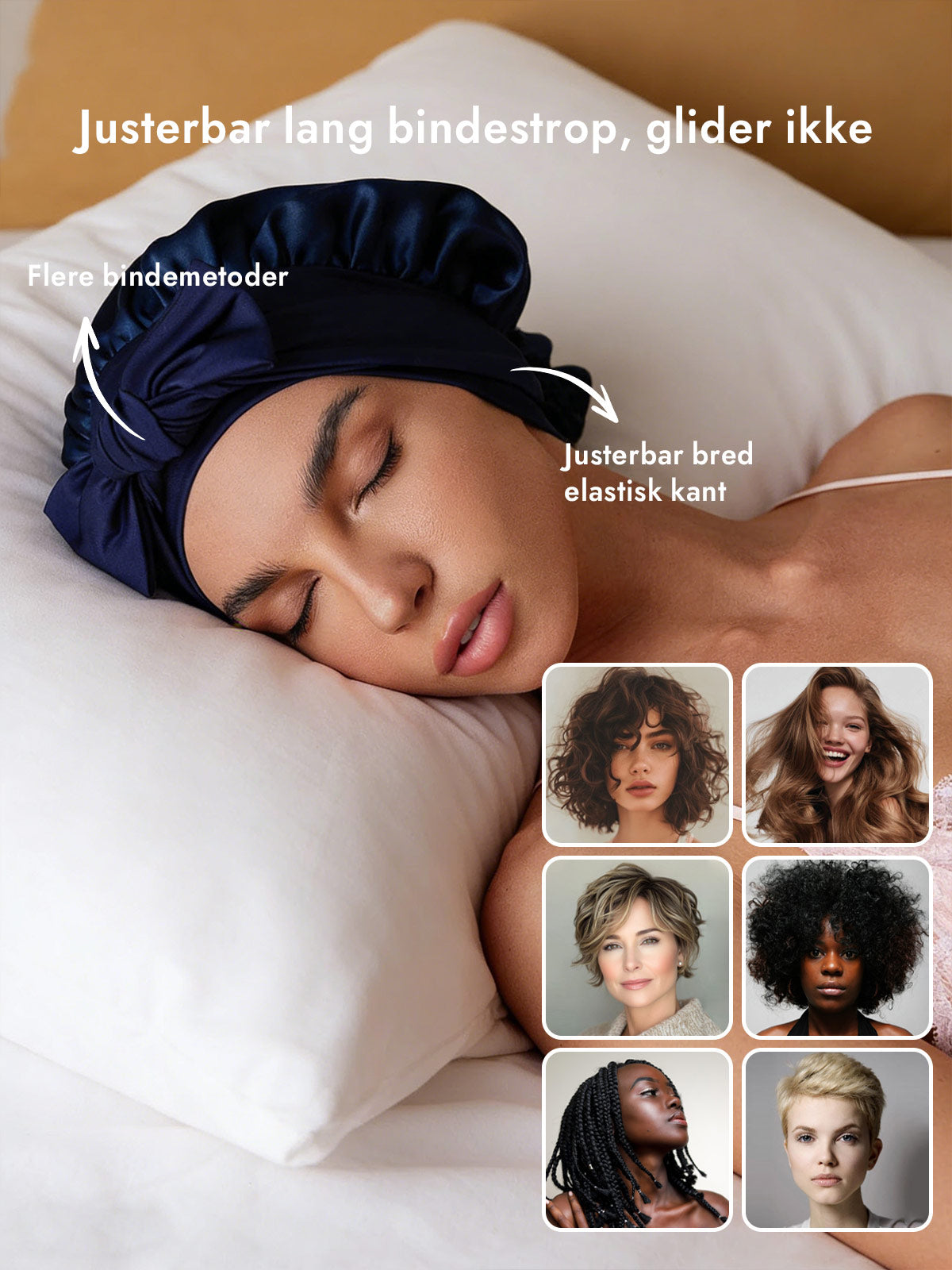 [Mørkeblå] SilkSilky-DK Silke Sleep Cap 004