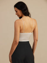 [Hvid] SilkSilky-DK Spaghetti Strap V Neck Camisole Top 002