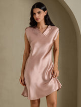 [Toscana] SilkSilky-DK Cap Sleeve V Neck Natkjole 003