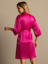 [Rosenrød] SilkSilky-DK 3/4 Sleeve Dame Morgenkåbe 002