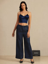 [Mørkeblå] SilkSilky-DK Spaghetti Strap V Neck Camisole Top 007