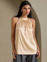 [Champagne] SilkSilky-DK Sleeveless Halter T-shirt til kvinder 001