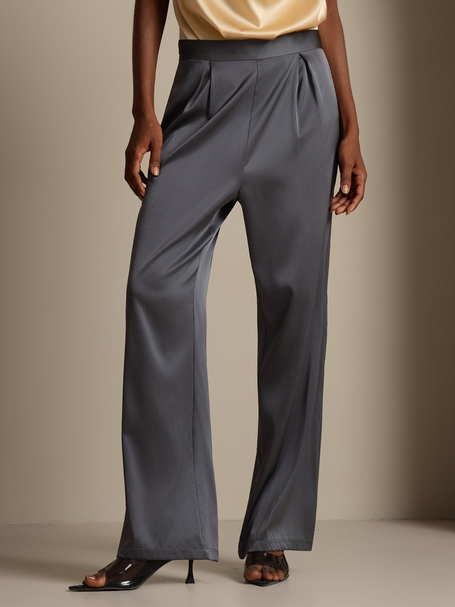 [Mørkegrå] SilkSilky-DK 19Momme Silke Womens Pants 006,