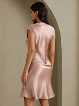 [Toscana] SilkSilky-DK Cap Sleeve V Neck Natkjole 002