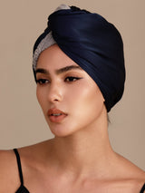 [Mørkeblå] SilkSilky-DK Hårturban 002