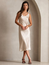 [Beige] SilkSilky-DK Sleeveless Kjole 004