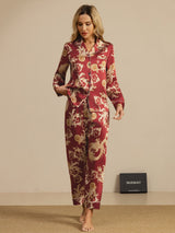 [Vinrød Drage] SilkSilky-DK Long Sleeve Lapel Collar Dame Pyjamas 007