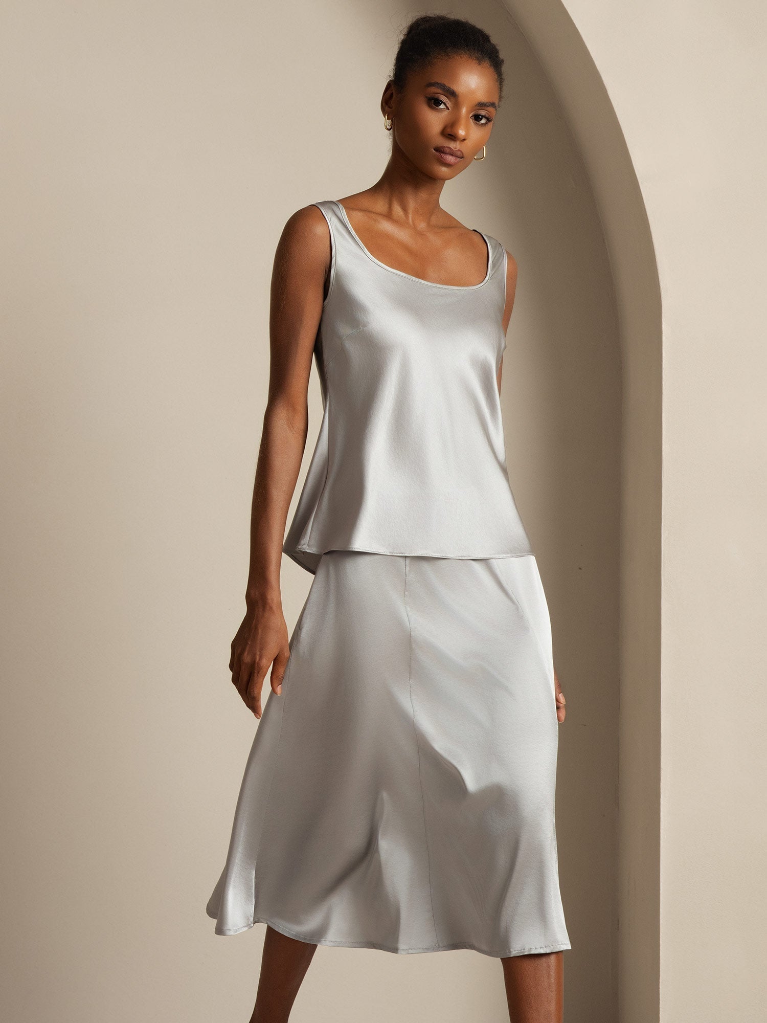 [Griffin Grå] SilkSilky-DK 19Momme Silke Camisoles 004,