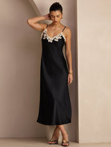 [Sort] SilkSilky-DK Sleeveless V Neck Kjole 006