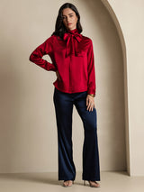 [Vin] SilkSilky-DK Long Sleeve High Neck Bluse 006