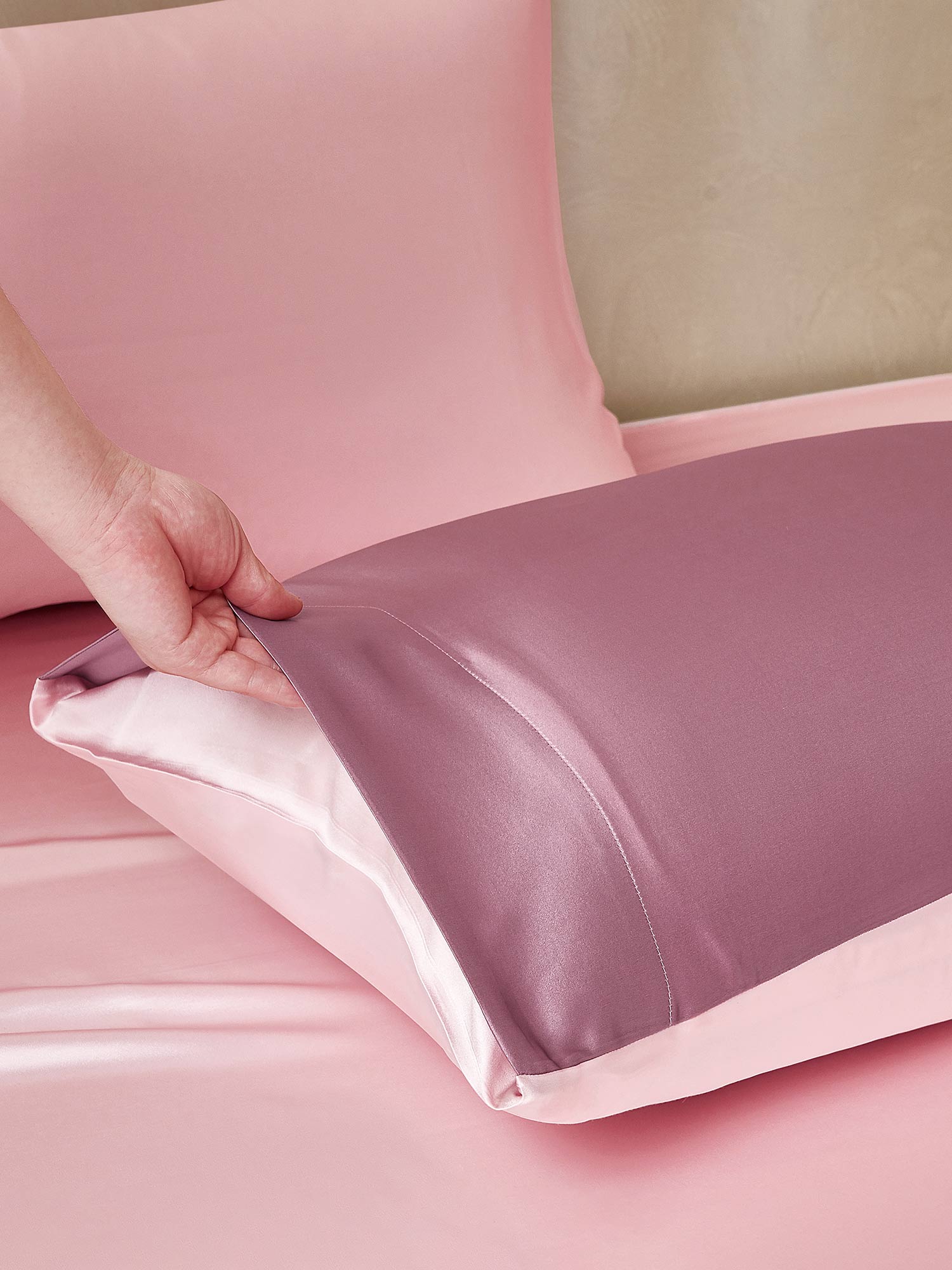 [BlegMauve+LysPink] SilkSilky-DK 19Momme Bedding Set 005,