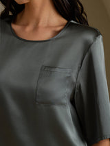 [Mørkegrå] SilkSilky-DK Half Sleeve T-shirt til kvinder 004