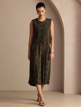 [Fyr Vintage] SilkSilky-DK Sleeveless Crew Neck Women's Outfit Sets 005
