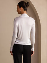 [Grå] SilkSilky-DK Long Sleeve Wrap Damebluser 002