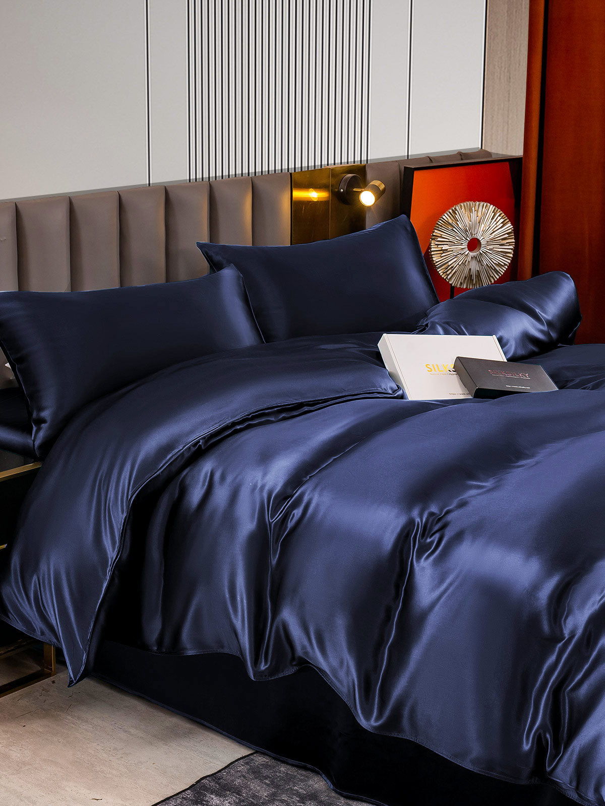 [Mørkeblå] SilkSilky-DK 22Momme Bedding Set 005