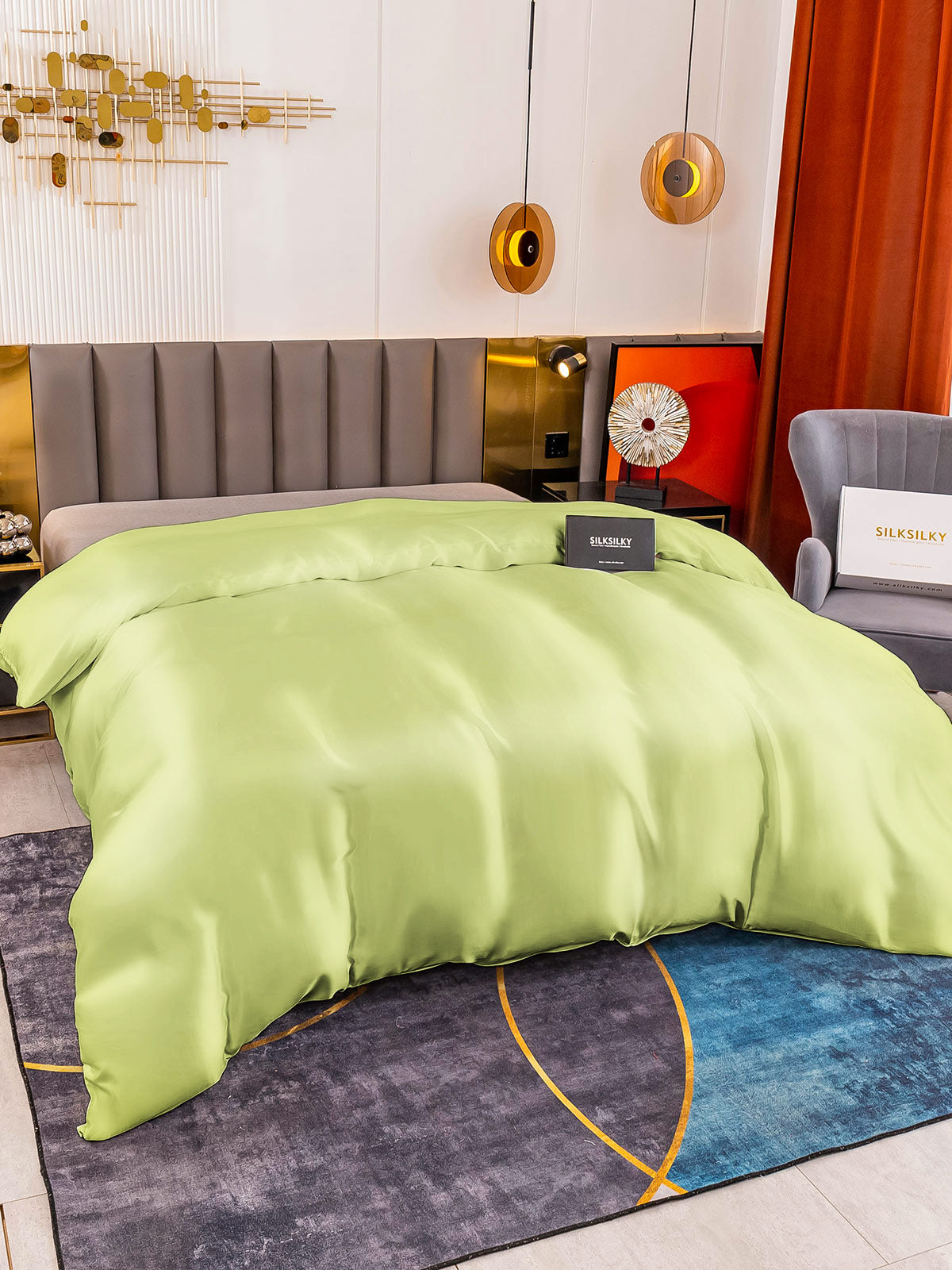 [Mintgrøn] SilkSilky-DK 19Momme Duvet Cover 002