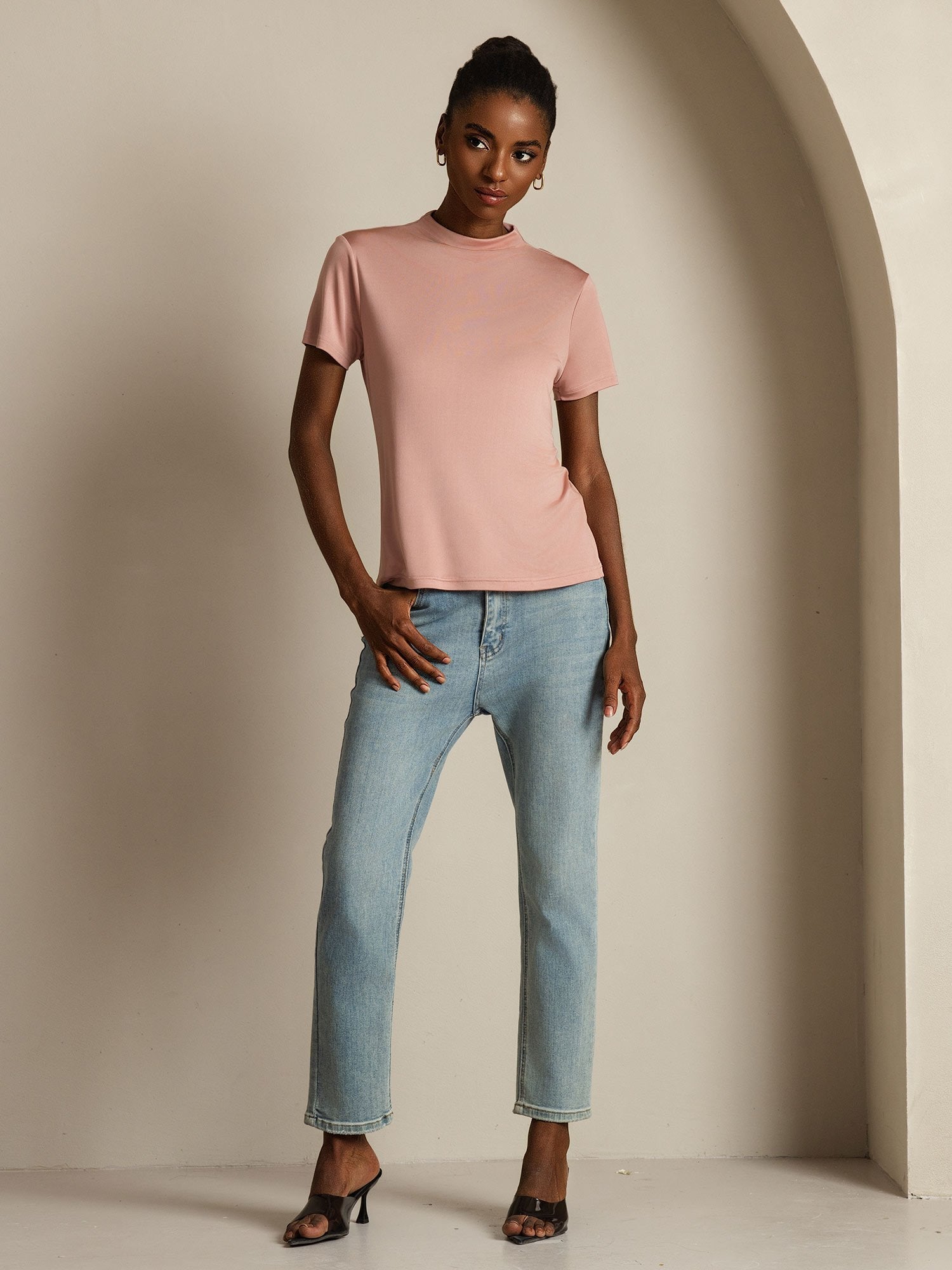 [Lyserød] SilkSilky-DK Silke Womens T-Shirt 007