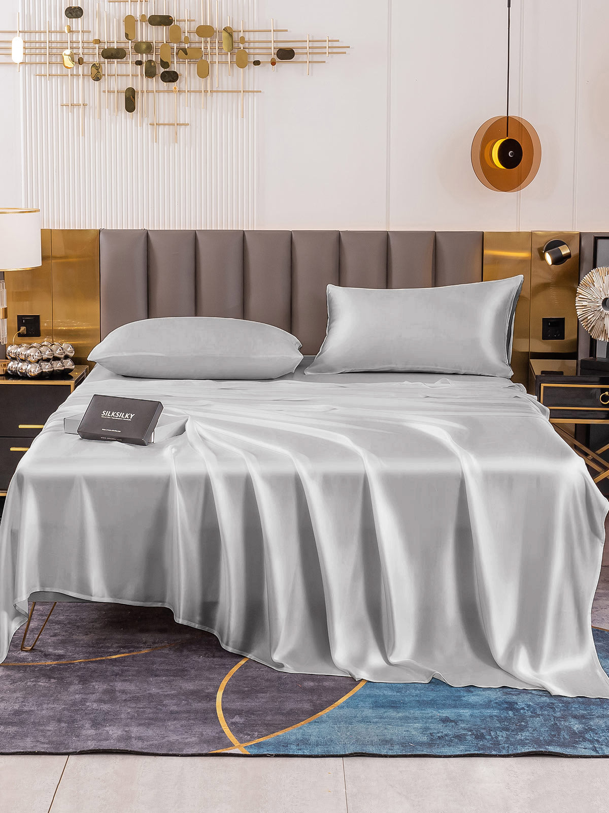 [Sølv] SilkSilky-DK 19Momme Bedding Set 002