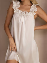 [Hvid] SilkSilky-DK Sleeveless Square Neck Natkjole 004