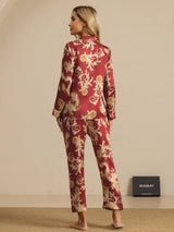 [Vinrød Drage] SilkSilky-DK Long Sleeve Lapel Collar Dame Pyjamas 002